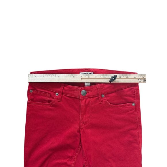 Express Jeans Womens 4 Red Stretch Denim Skinny Leg 5 Pocket Zip Fly 508510 - Picture 5 of 8